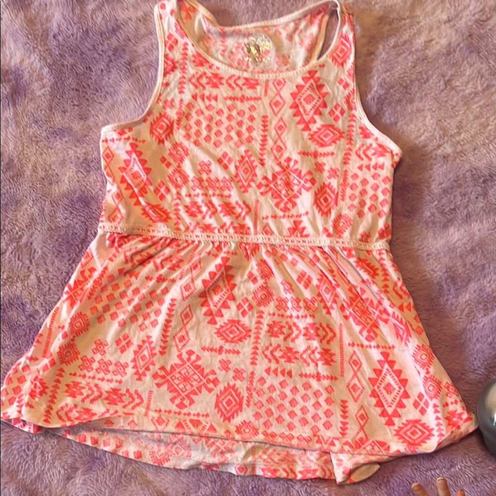 Girls' Pink Patterned Sleeveless Top